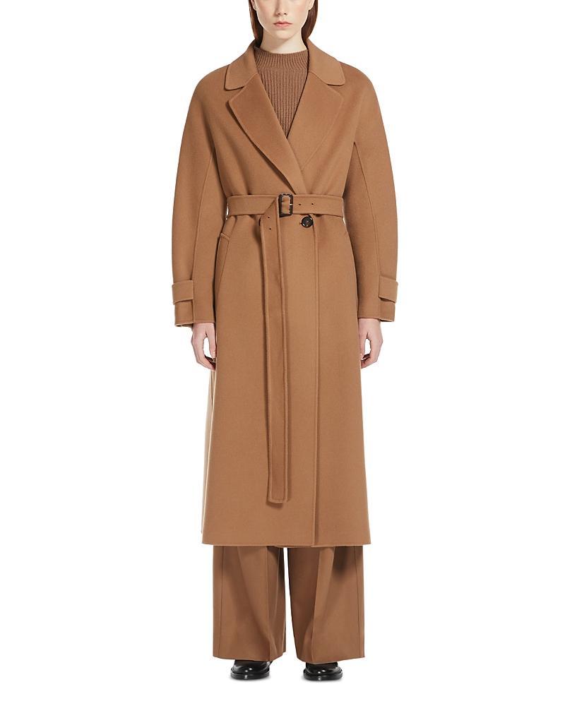 MAX MARA Ebano Wool Double Breasted Long Coat In Brown product image