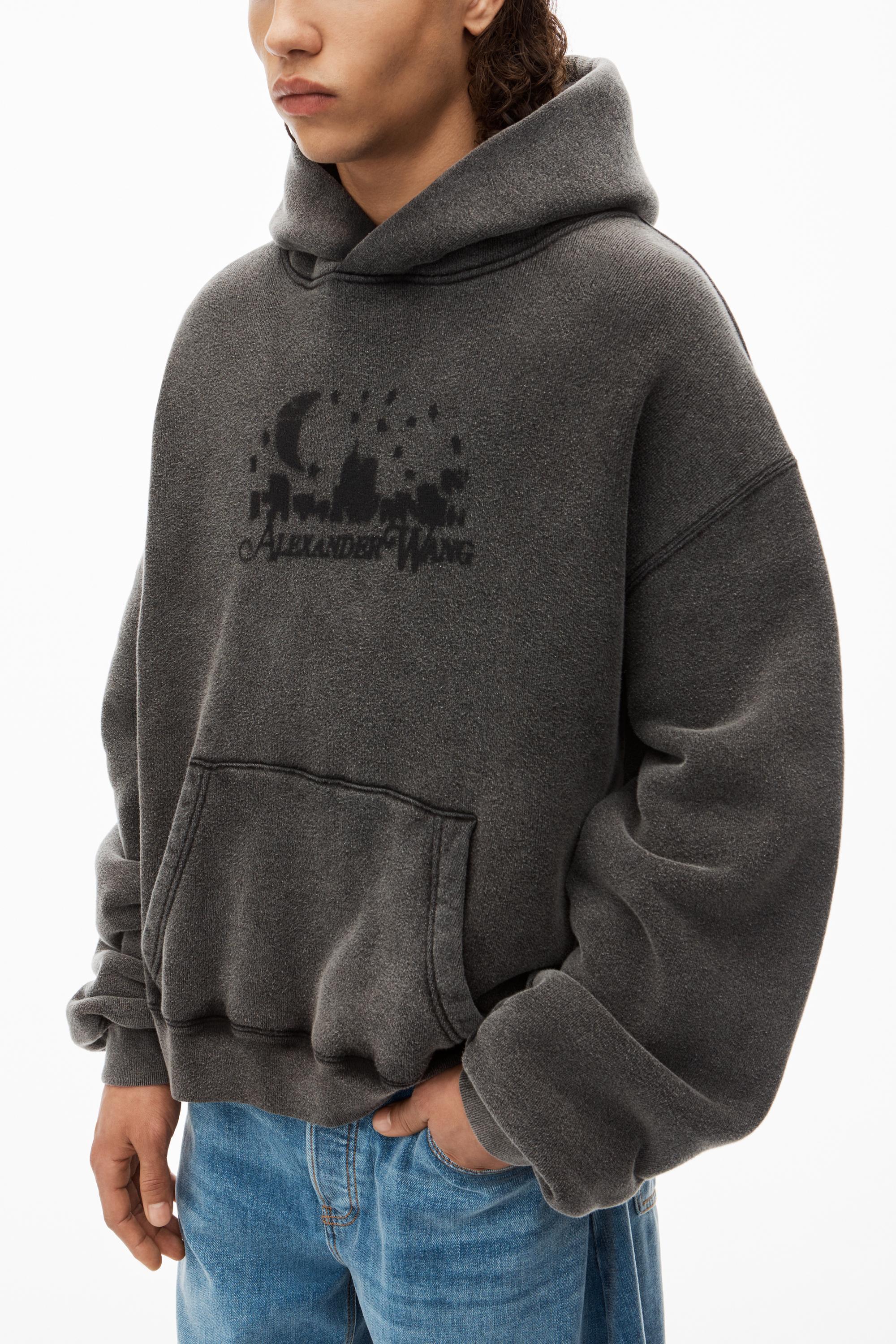 Distressed Skyline Hoodie In Sueded Cotton Terry Product Image