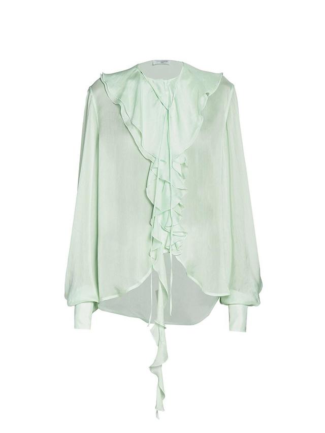 Womens Romantic Ruffled Satin Blouse Product Image