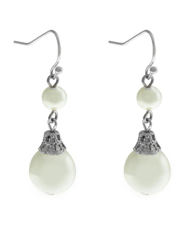 2028 Double Imitation Pearl Drop Wire Earrings Product Image