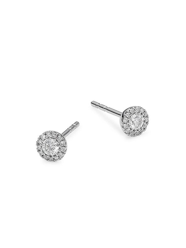 Womens 14K White Gold & 0.24 TCW Diamond Round Stud Earrings Product Image