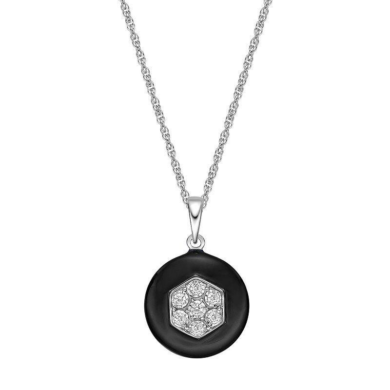 Gemminded Sterling Silver 1/10 Carat T.W. Diamond Black Ceramic Pendant, Womens Product Image