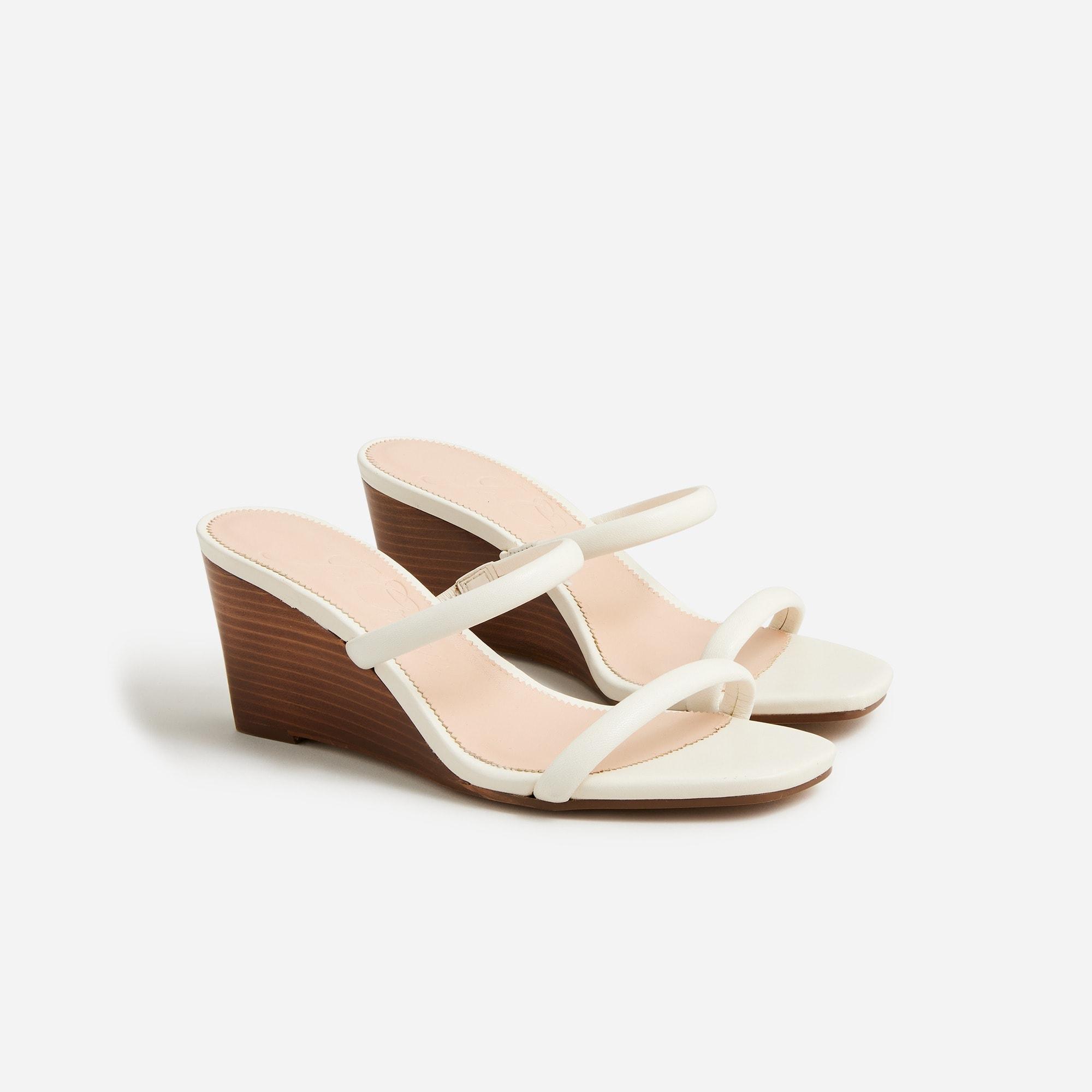 Double-strap stacked wedges in leather product image