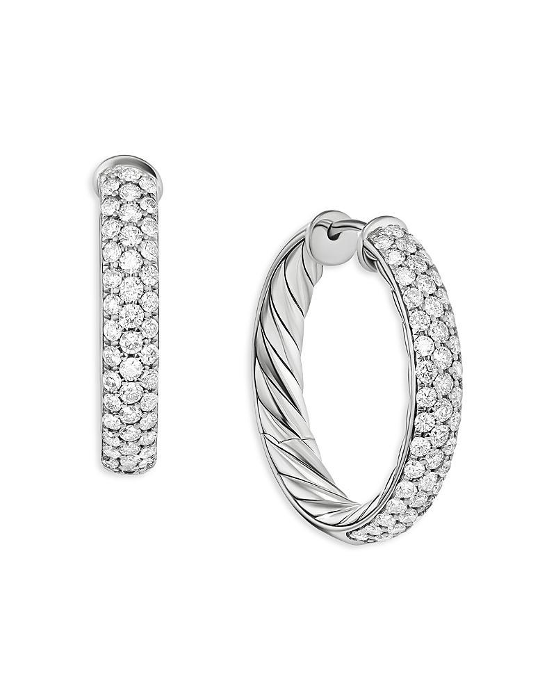 Womens DY Mercer Hoop Earrings In Sterling Silver With Pav Diamonds Product Image