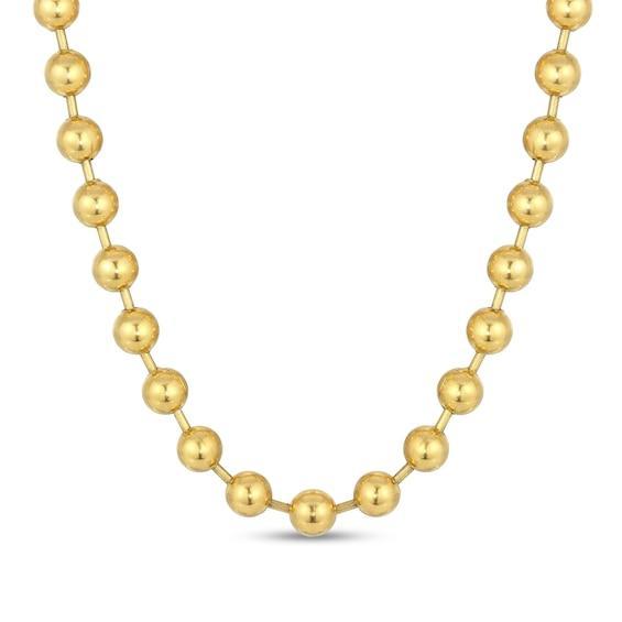 Men's 10.0mm Bead Gold-Tone Chain Necklace in Solid Stainless Steel with Yellow Ion-Plate - 24" Product Image