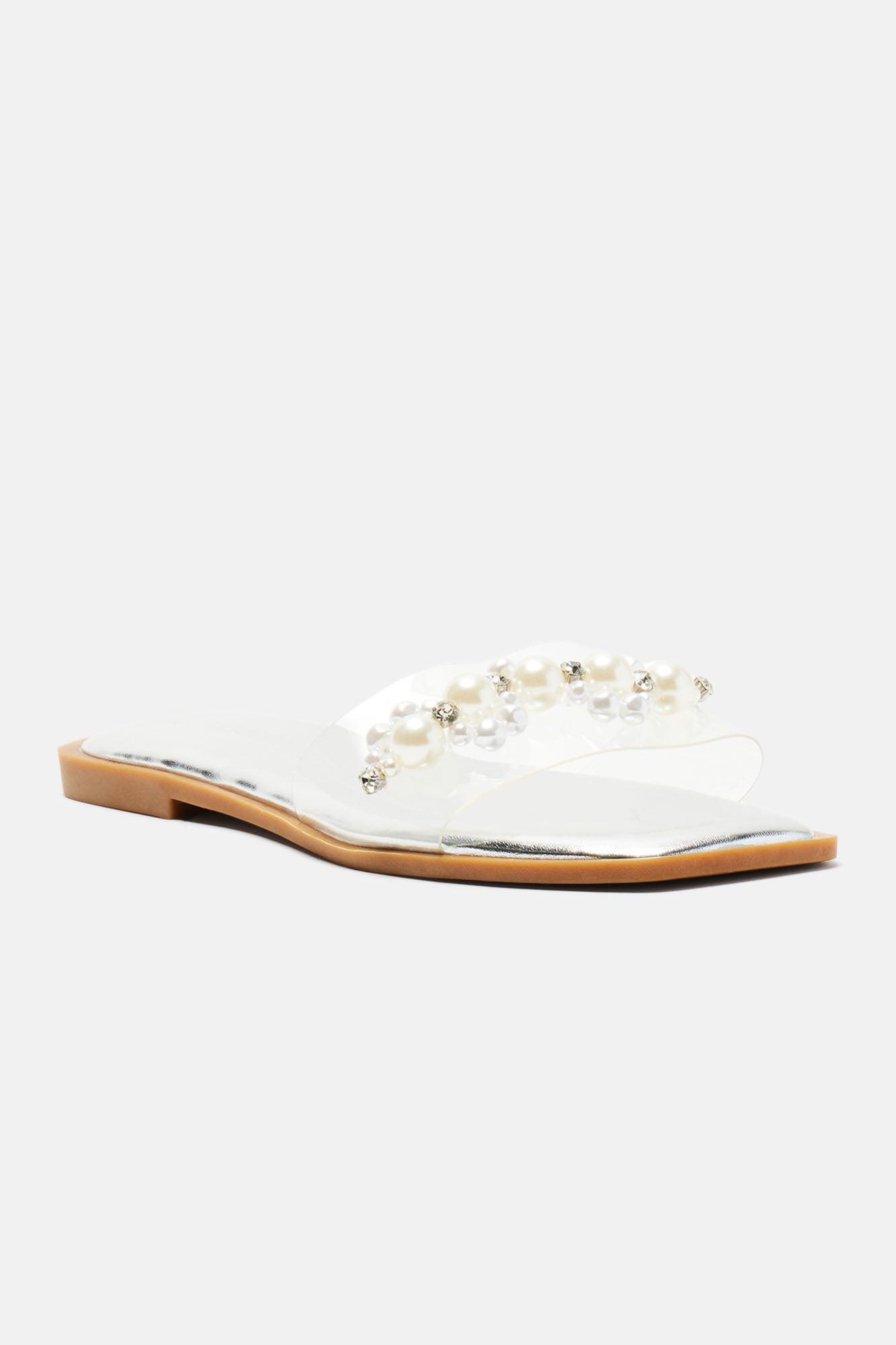 Shilah Flat Sandals - Silver Product Image