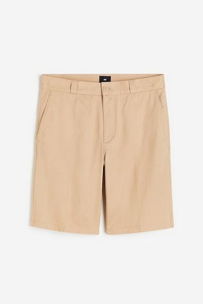 H & M - Relaxed Fit Chino Shorts - Beige Product Image