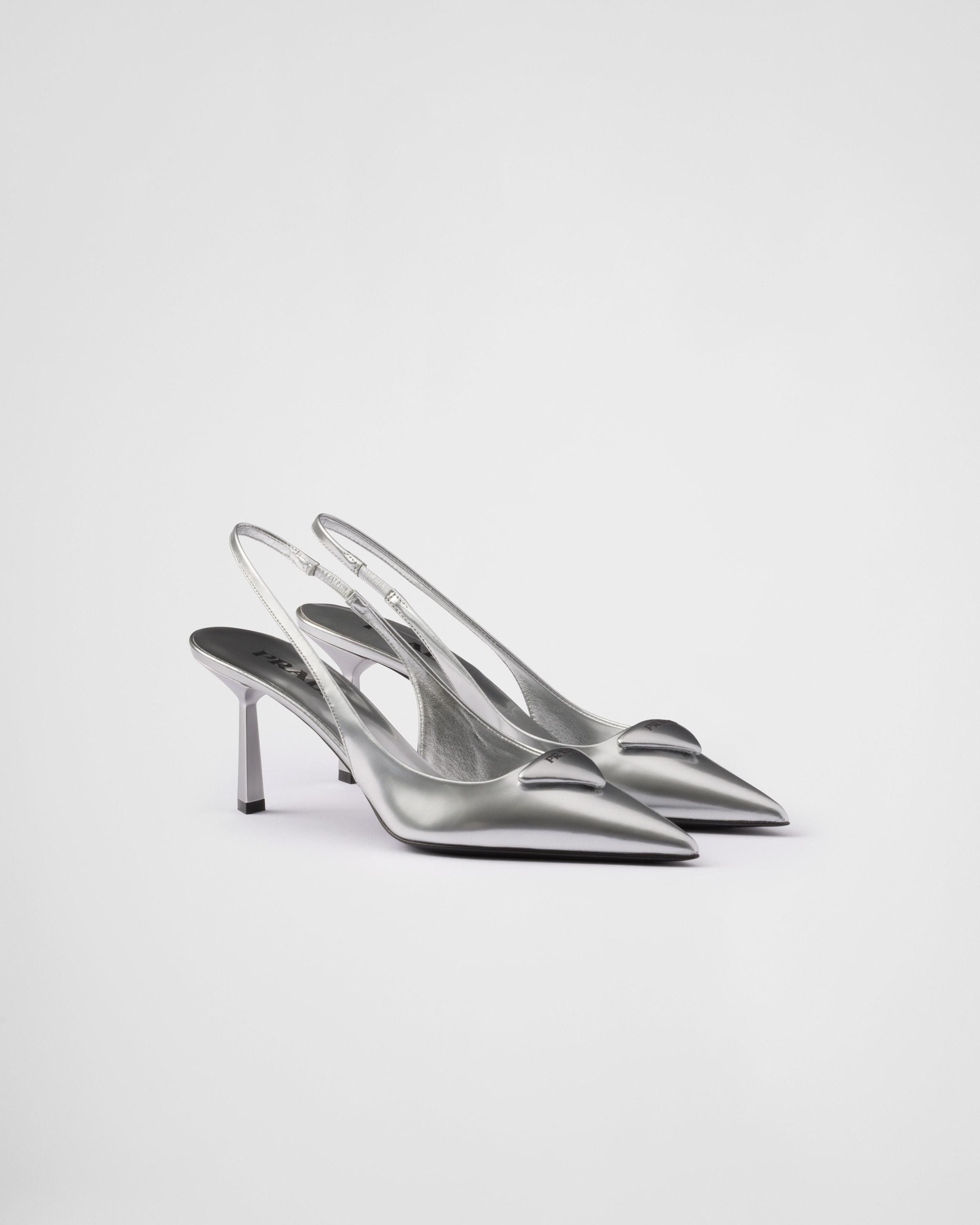 Metallic leather slingback pumps Product Image