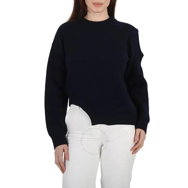 Navy Regenerated Asymmetric Cold-shoulder Jumper In Blue Product Image