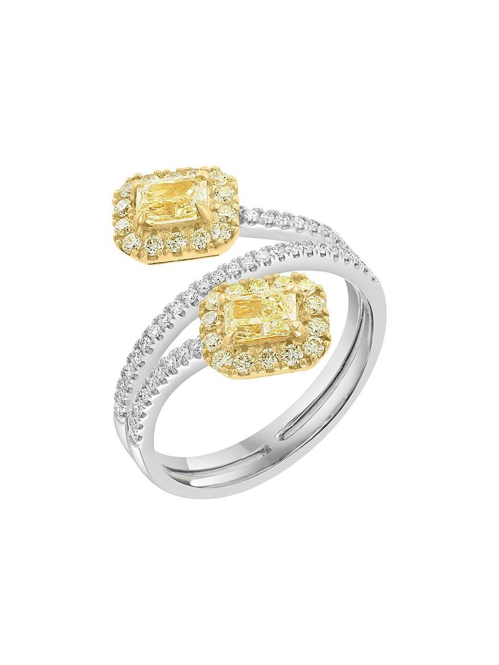 Womens Two-Tone 18K Gold & 1.33 TCW Diamond Bypass Ring Product Image