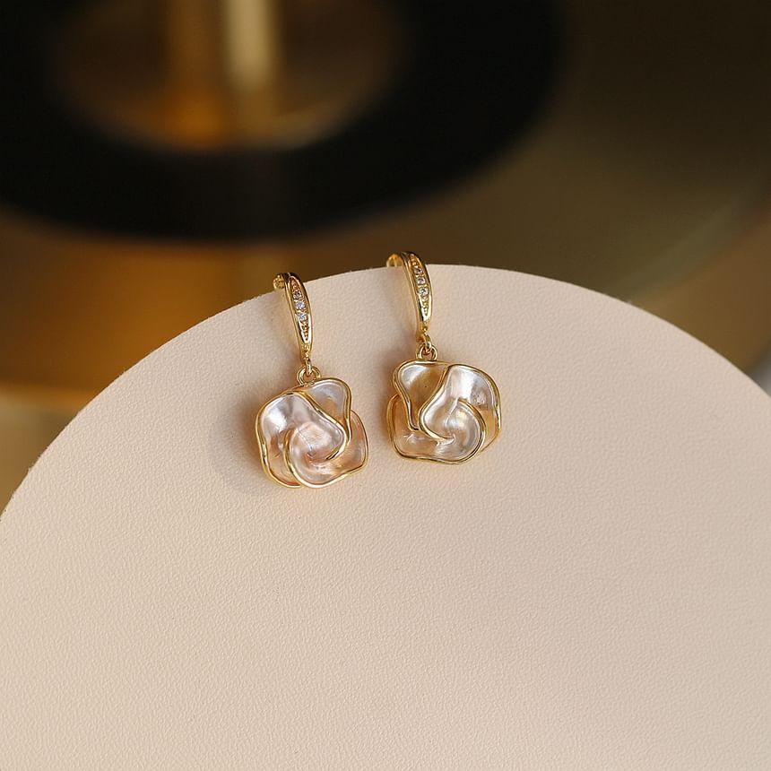 Floral Rhinestone Drop Hook Earring Product Image