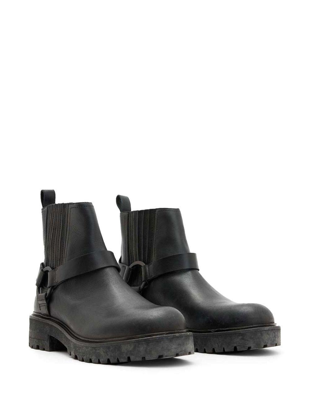 ALLSAINTS Leather Hank Biker Boots In Schwarz Product Image