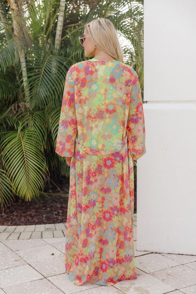 Eyes On Paradise in Fiji Floral Multi Floral Belted Kimono Cover Up Product Image