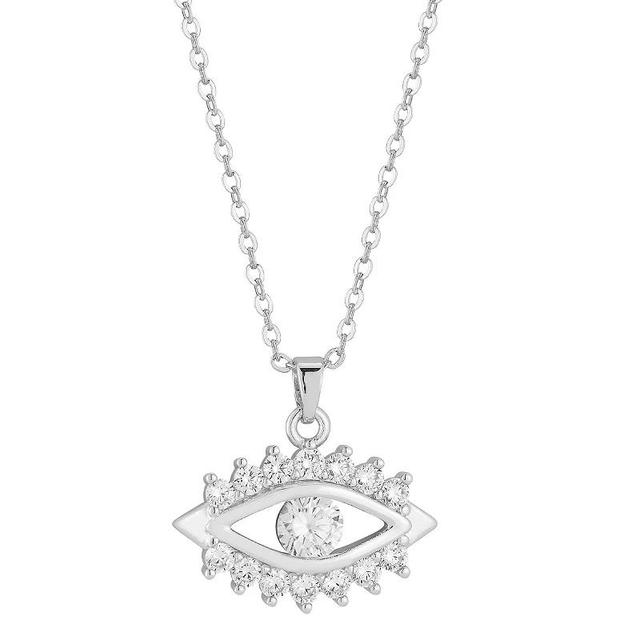 Cubic Zirconia Eye Pendant Necklace, Womens Silver Tone Product Image