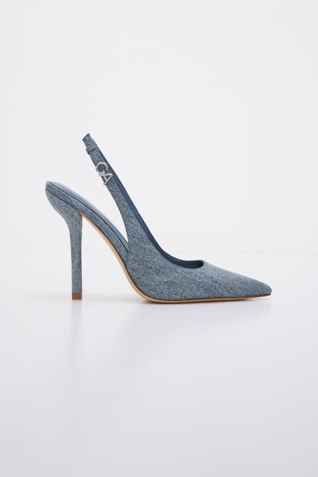 STILETTO SLINGBACK HEELS | BLUE DENIM002 Product Image