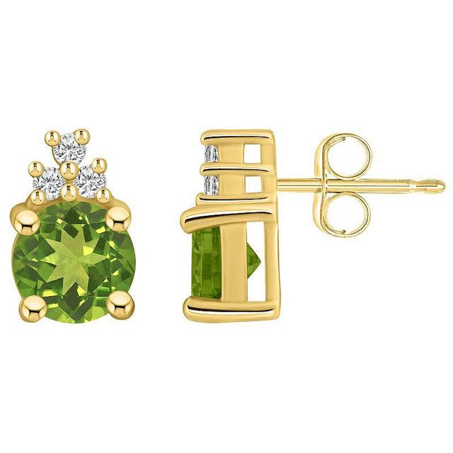 Alyson Layne 14k Gold Round Peridot & 1/10 Carat T.W. Diamond Earrings, Womens Product Image