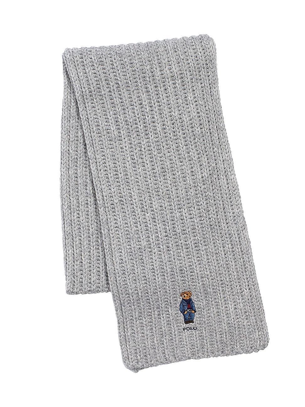 Womens Polo Bear Ribbed Wool-Blend Scarf product image