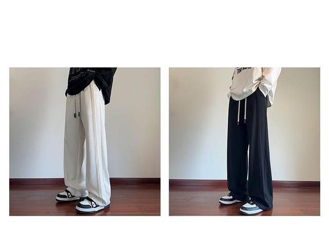 Drawstring Waist Plain Loose Fit Pants Product Image