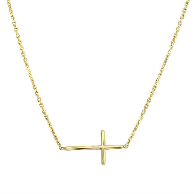 Forever 14k Gold Sideways Cross Necklace, Womens Product Image