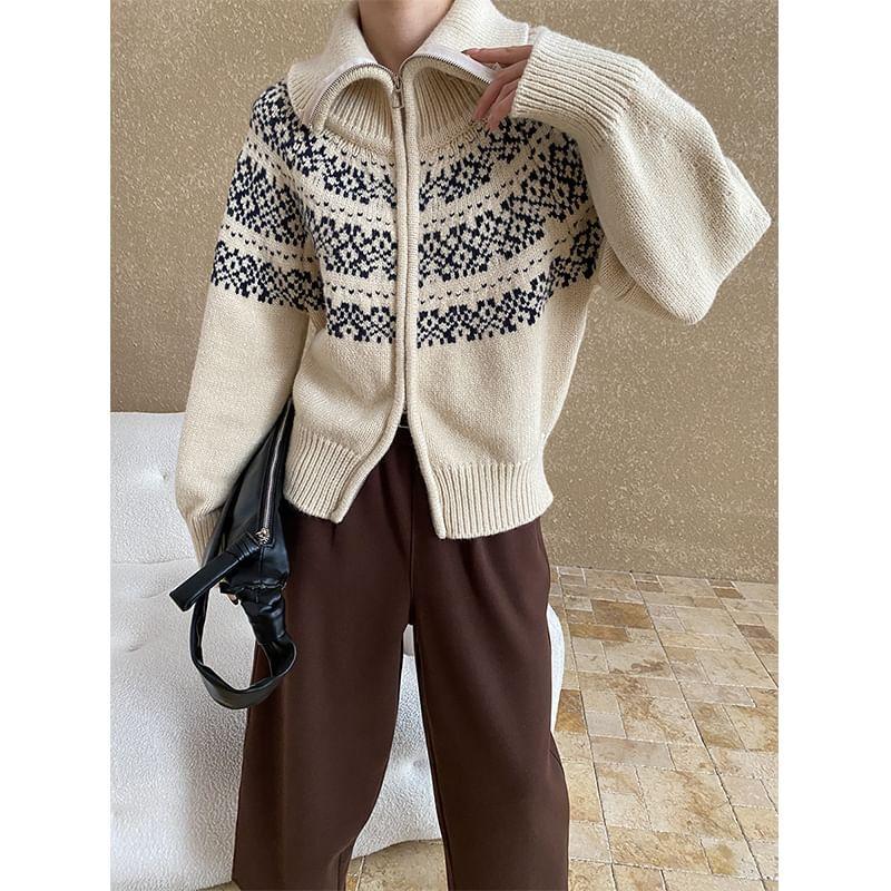 Patterned Zip Cardigan Product Image