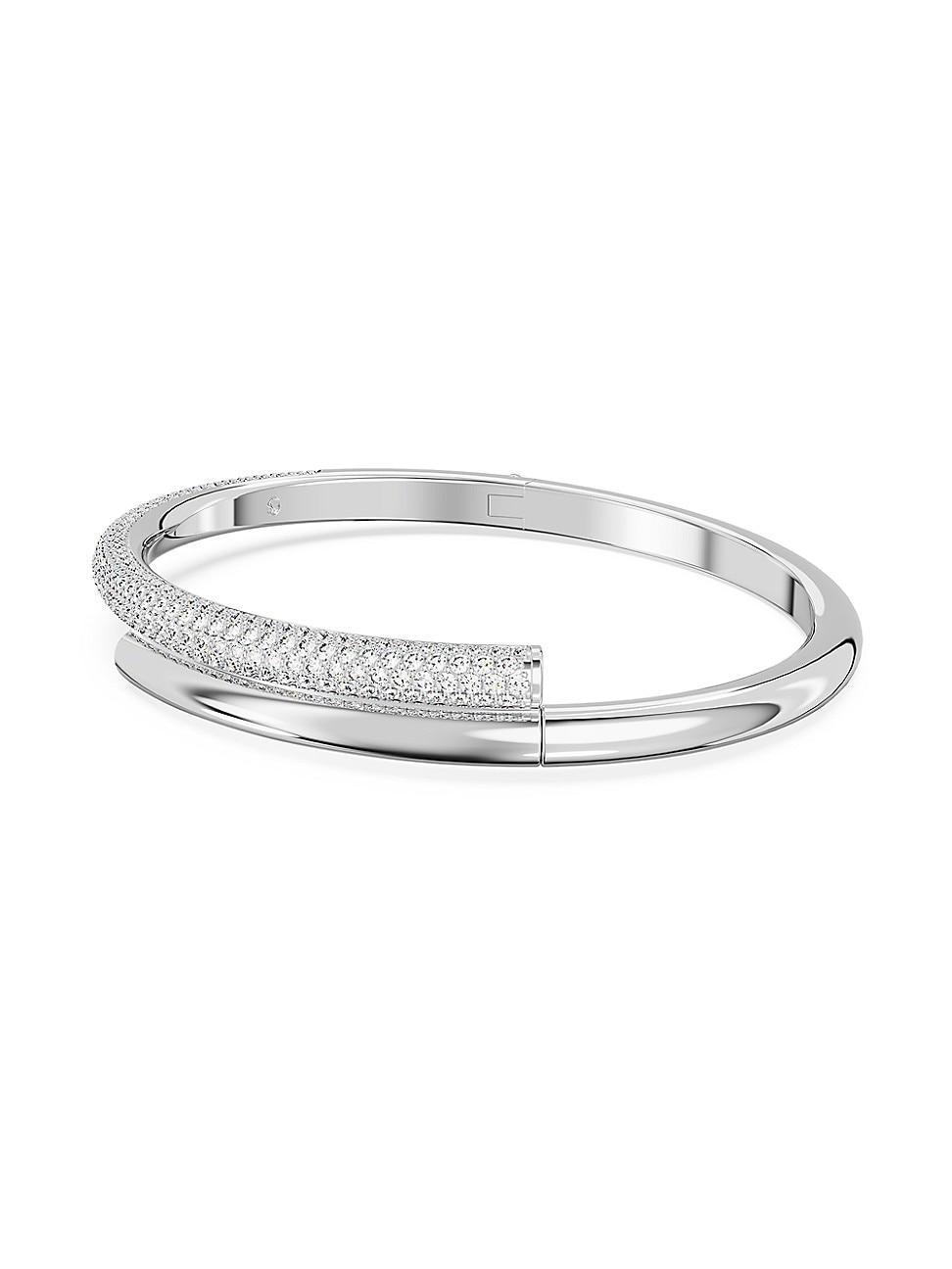 Womens Dextera Rhodium-Plated & Swarovski Crystal Bypass Bangle Product Image