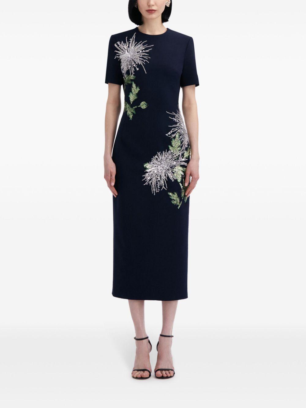 Dandelion crystal-embroidered pencil dress Product Image