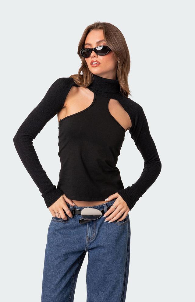 Edikted Women's Turtle Neck Shrug Sweater Product Image