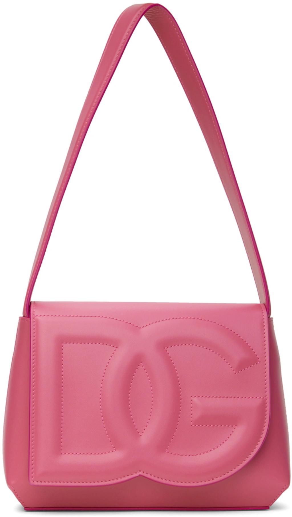 DOLCE & GABBANA Logo-embossed Leather Shoulder Bag In Pink Product Image