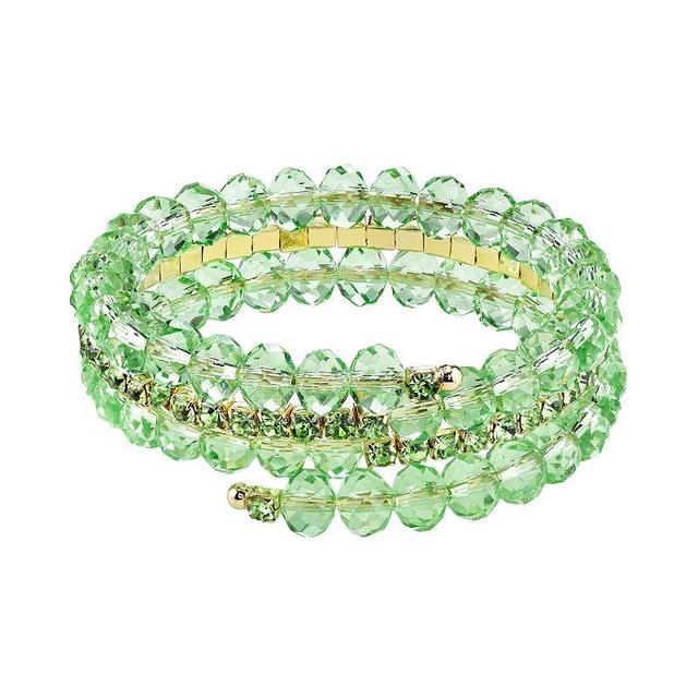 1928 Gold Tone Bead Coil Bracelet, Womens, Green Product Image