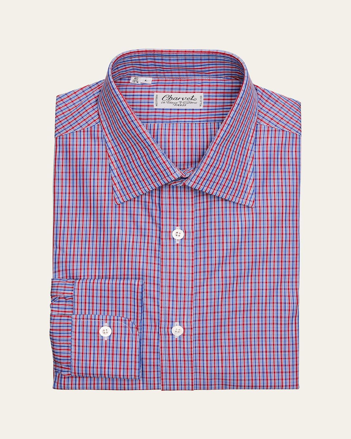 Mens Cotton Micro-Check Dress Shirt Product Image