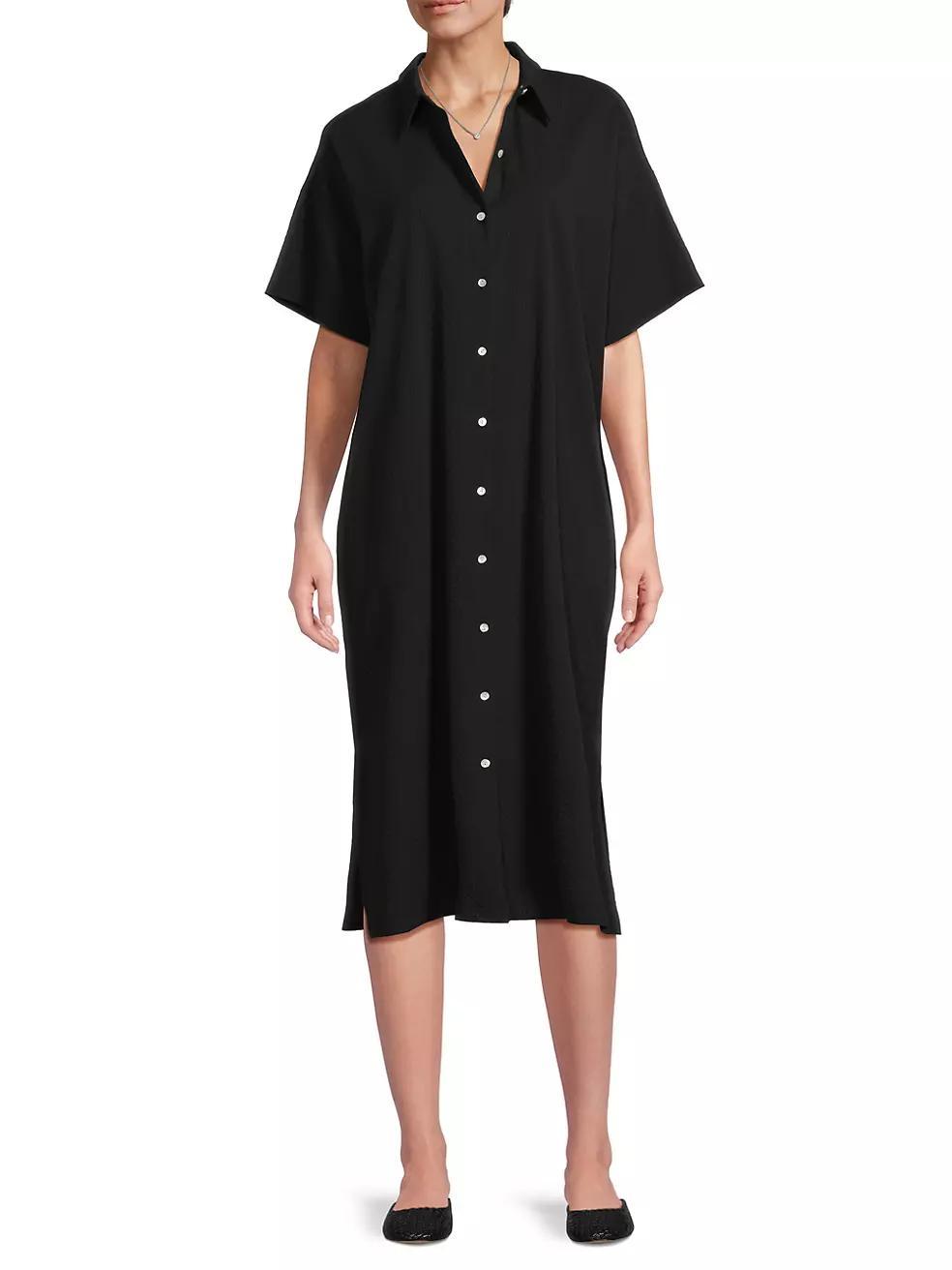 Short-Sleeve Cotton Shirtdress Product Image