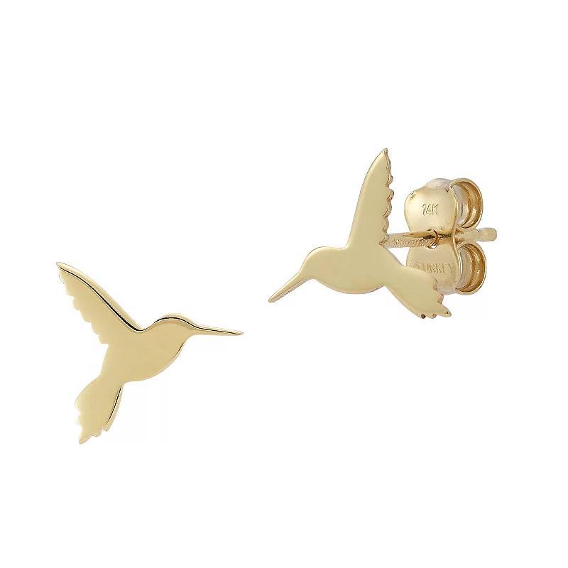 LUMINOR GOLD 14k Gold Hummingbird Stud Earrings, Womens Product Image