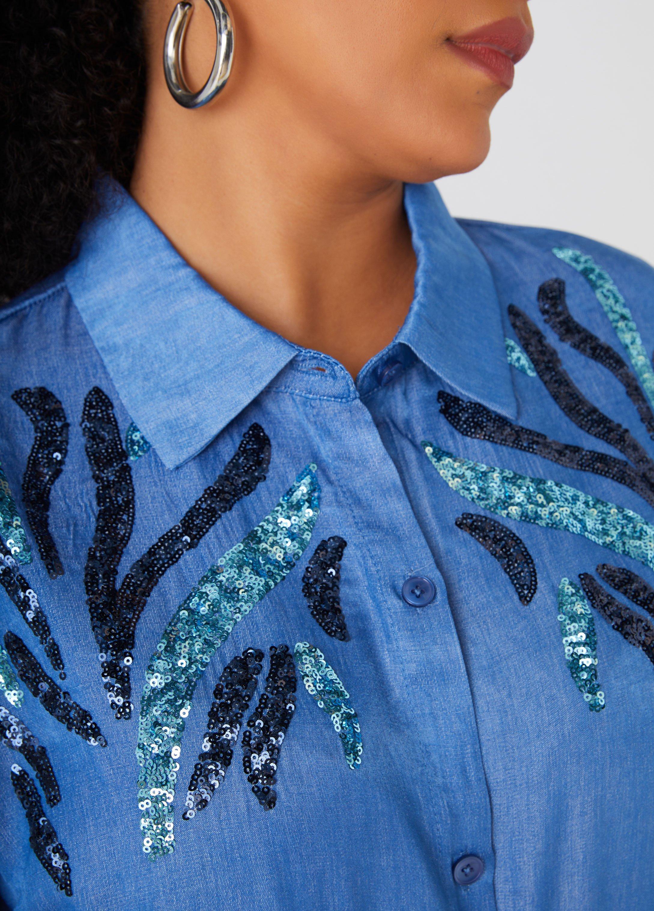 Sequined Chambray Shirt Product Image