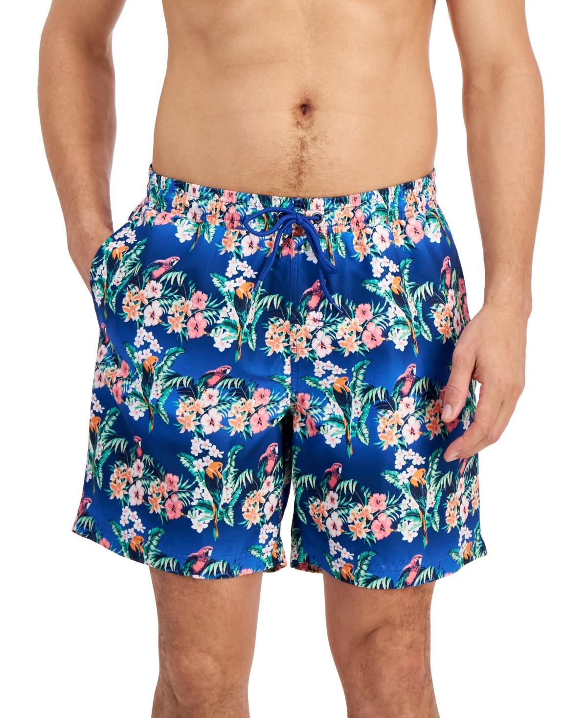 Club Room Mens Bird Tropical Floral-Print Quick-Dry 7 Swim Trunks, Created for Macys Product Image