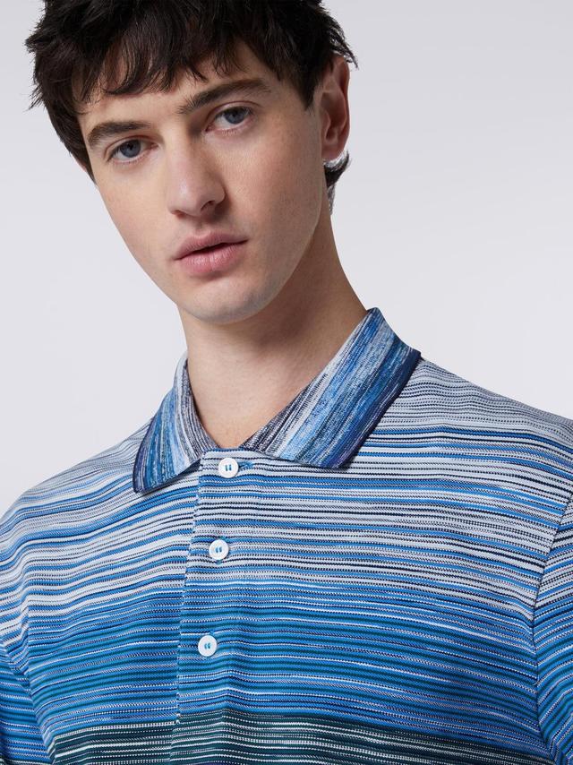 Long-sleeved polo shirt in slub cotton piqué Multicoloured | Missoni Product Image