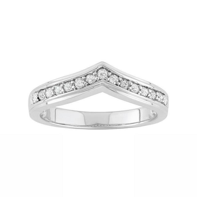 1/4 Carat T.W. Diamond Sterling Silver V Ring, Womens White Product Image