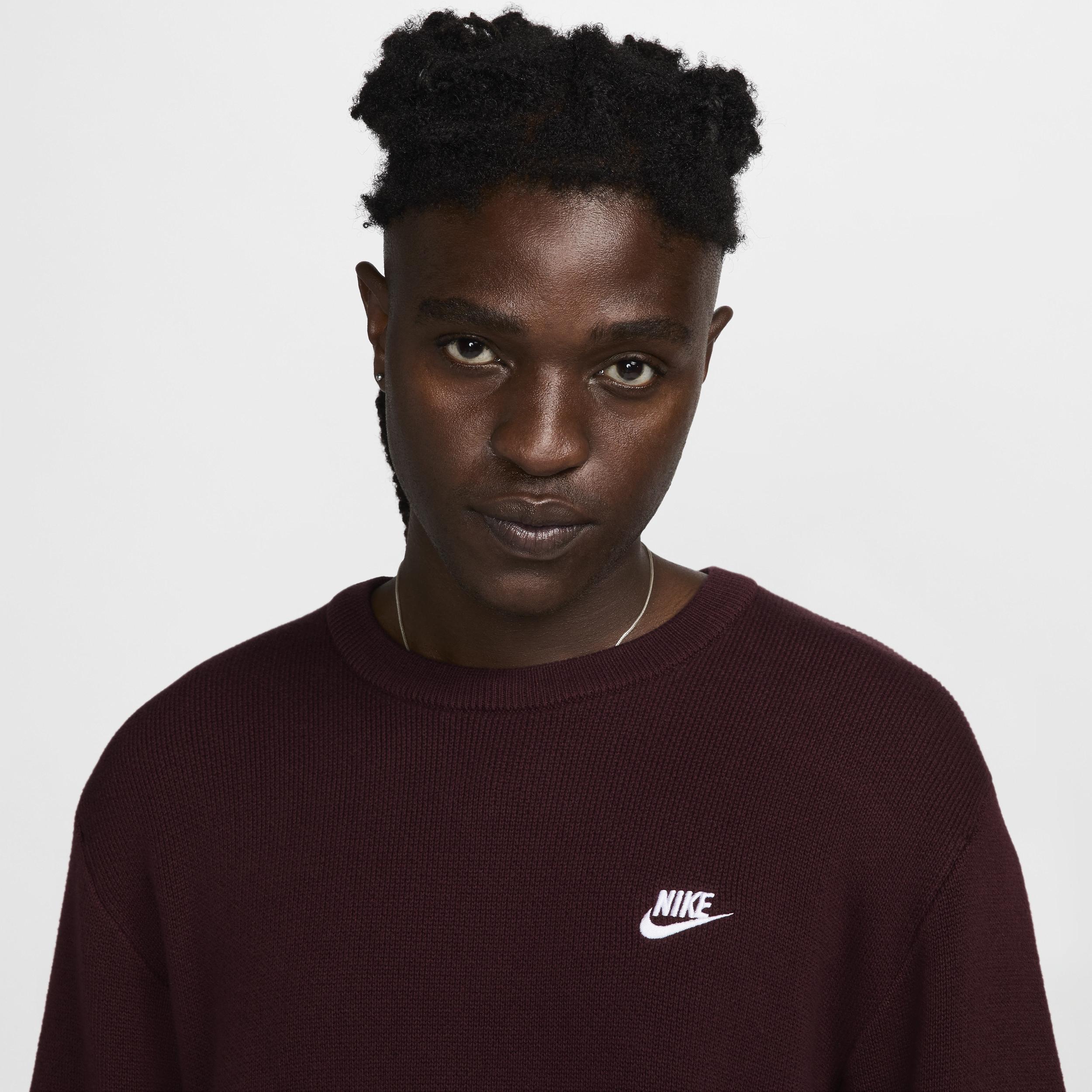 Nike Mens Nike Club Crew Sweater - Mens Burgundy Crush/White Product Image