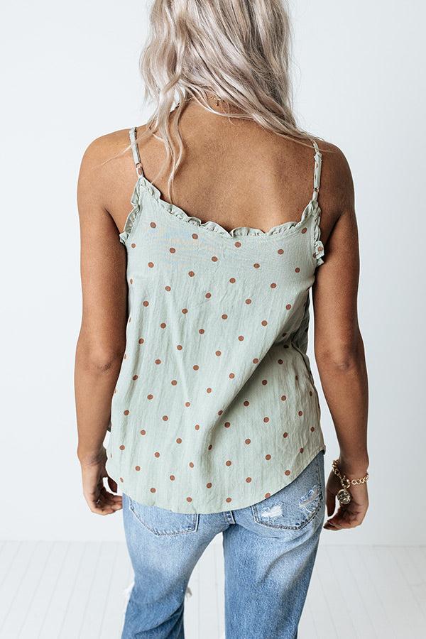 Napa Or Nothing Polka Dot Tank In Sage Product Image