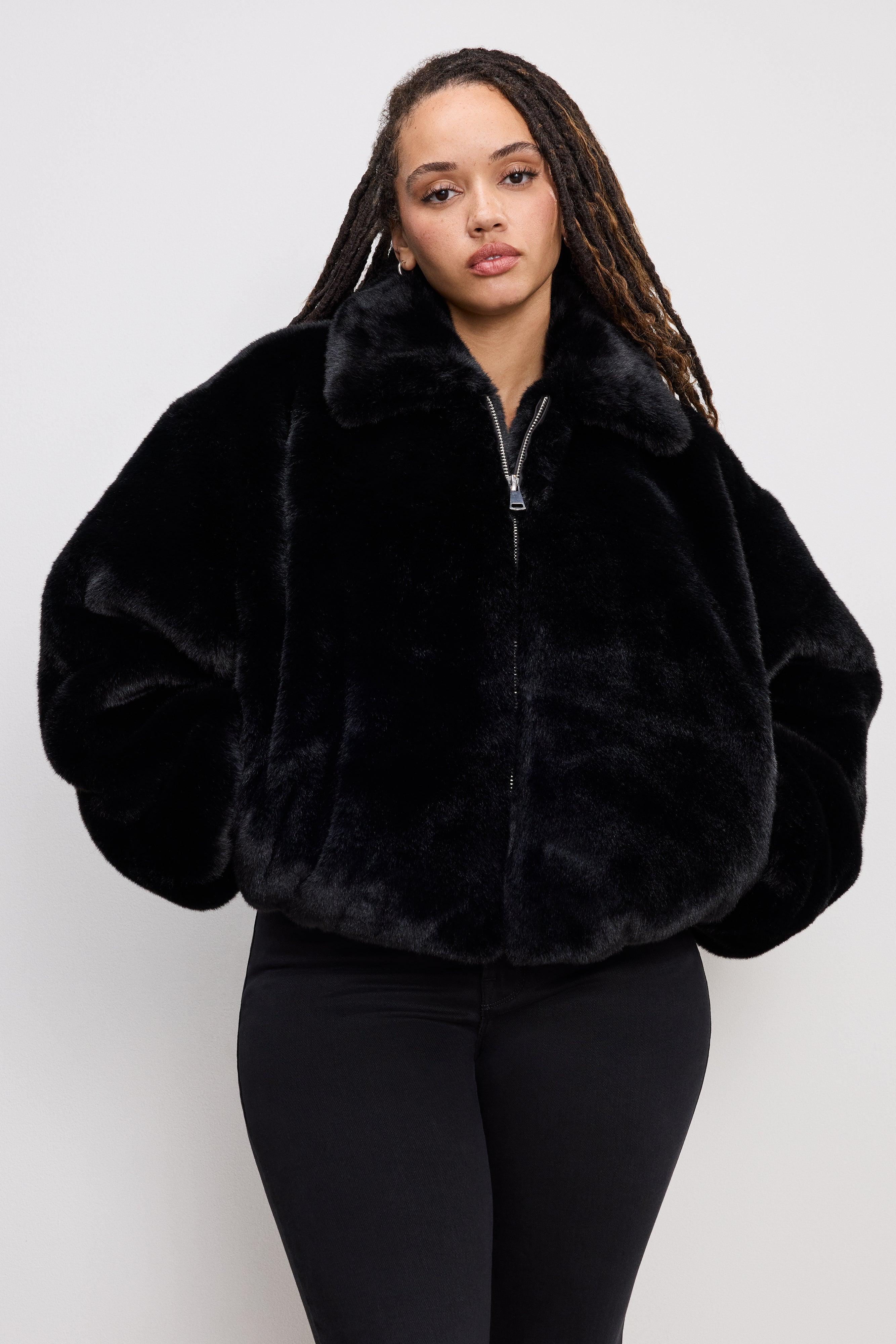 FAUX FUR COLLAR JACKET | BLACK001 product image