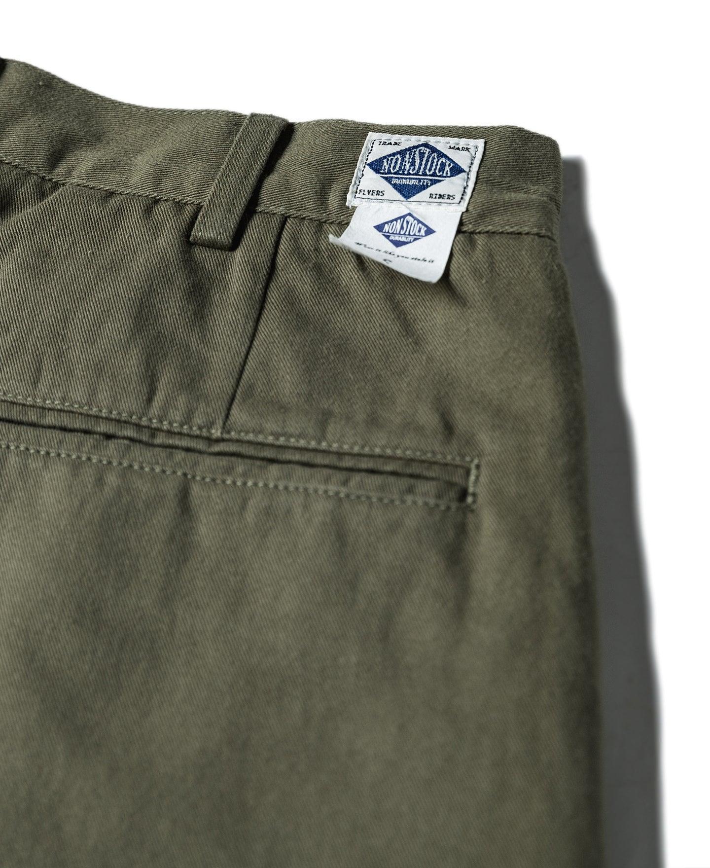 Classic Straight Leg Double Pleated Shorts - Olive Product Image