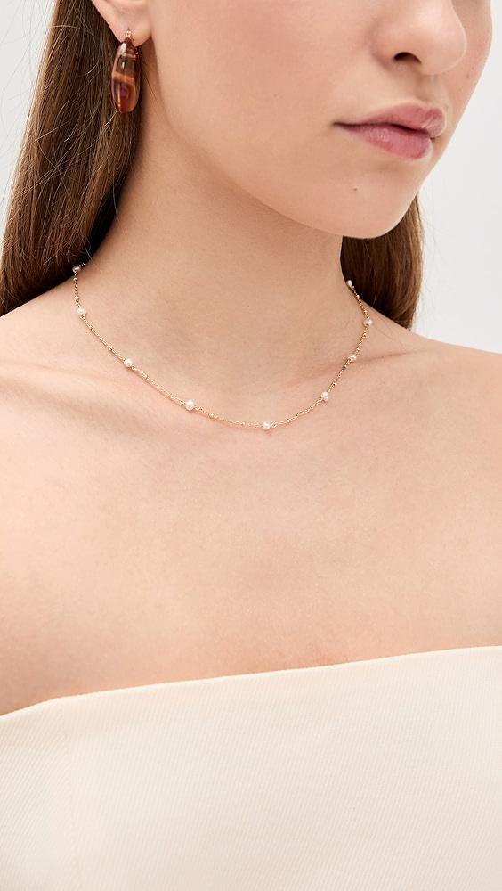 By Adina Eden Dainty Pearl X Ball Chain Necklace | Shopbop Product Image