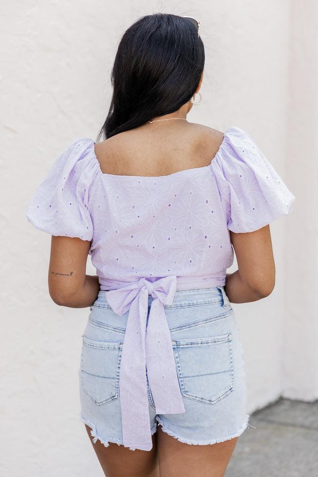 Wish You The Best Purple Puff Sleeve Eyelet Blouse FINAL SALE Product Image