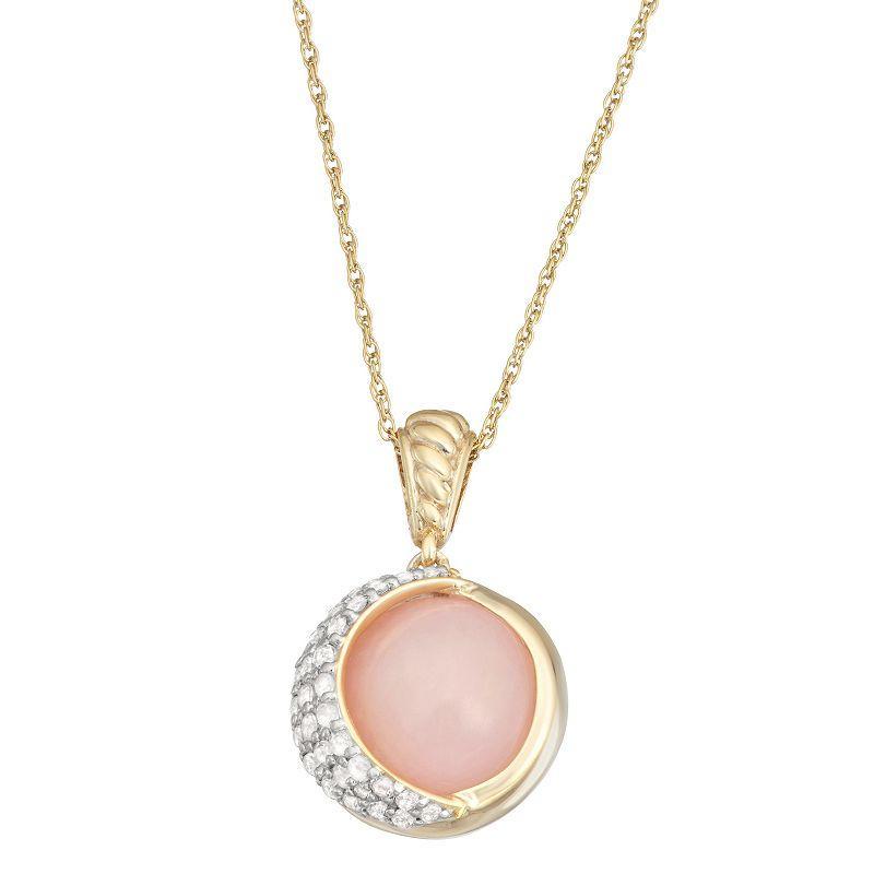 Jewelexcess Pink Opal & White Topaz 14k Gold Over Silver Pendant Necklace, Womens 14k Gold Plated Product Image