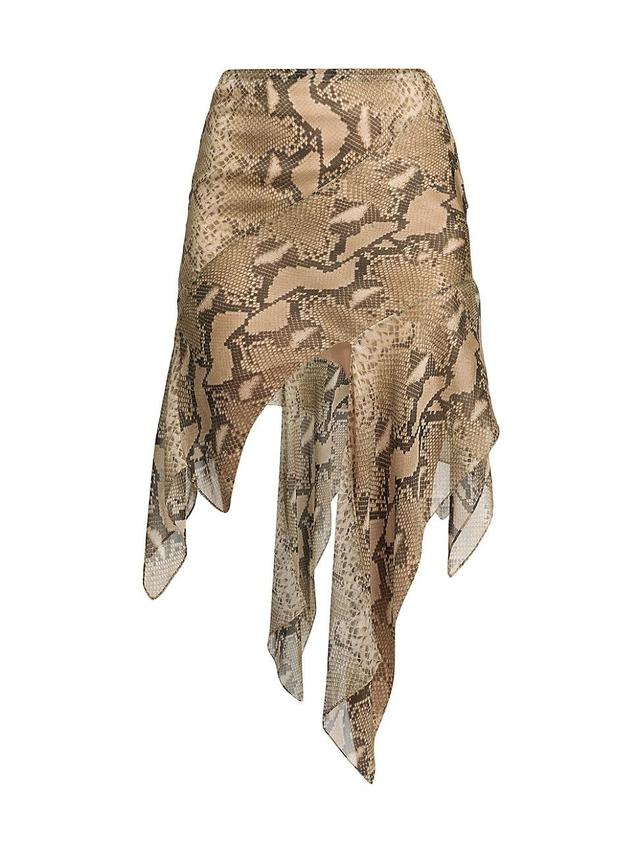 Womens Asymmetric Python-Print Silk Skirt Product Image