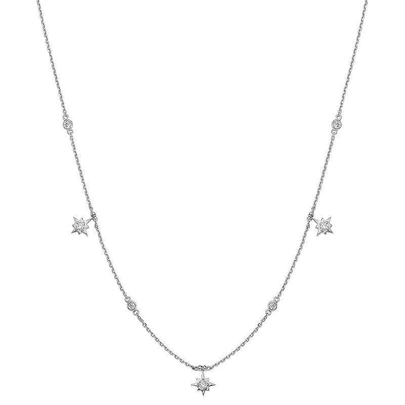 Sterling Shimmer Cubic Zirconia Star Necklace, Womens Product Image