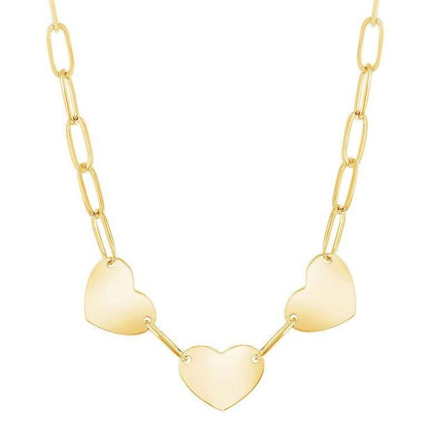 Argento Bella Triple Heart Paperclip Chain Necklace, Womens Gold Tone Product Image