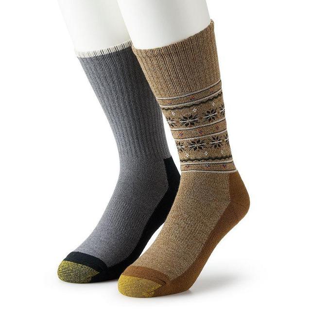 Mens GOLDTOE 2-Pack Horizon Textured Crew Socks Black Fairisle Product Image