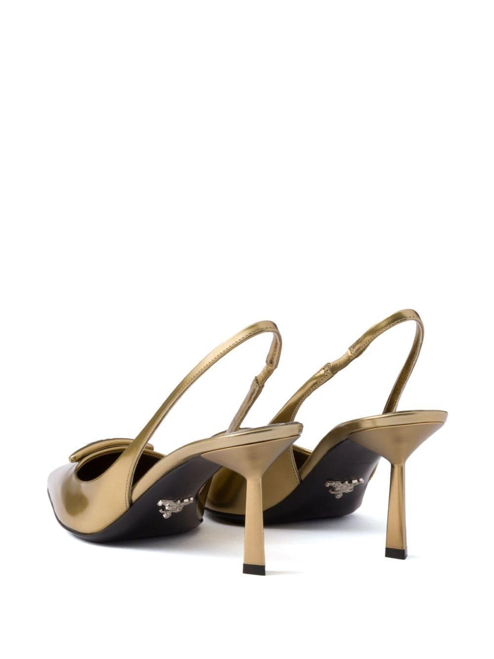 75mm Appliqué-logo Pumps In Gold/silver Product Image