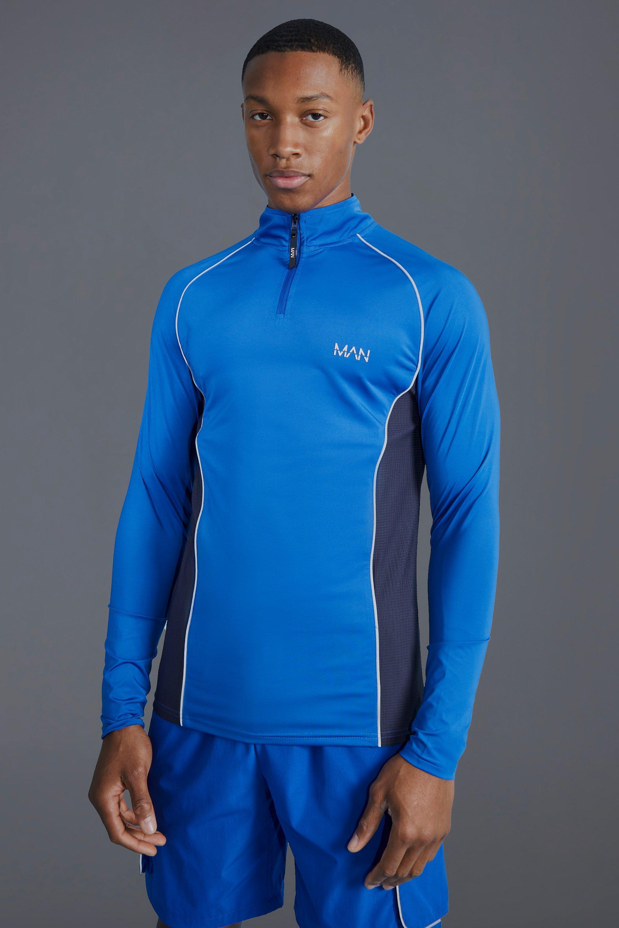 Man Active Mesh Panelled 1/4 Zip Top | boohooMAN USA Product Image