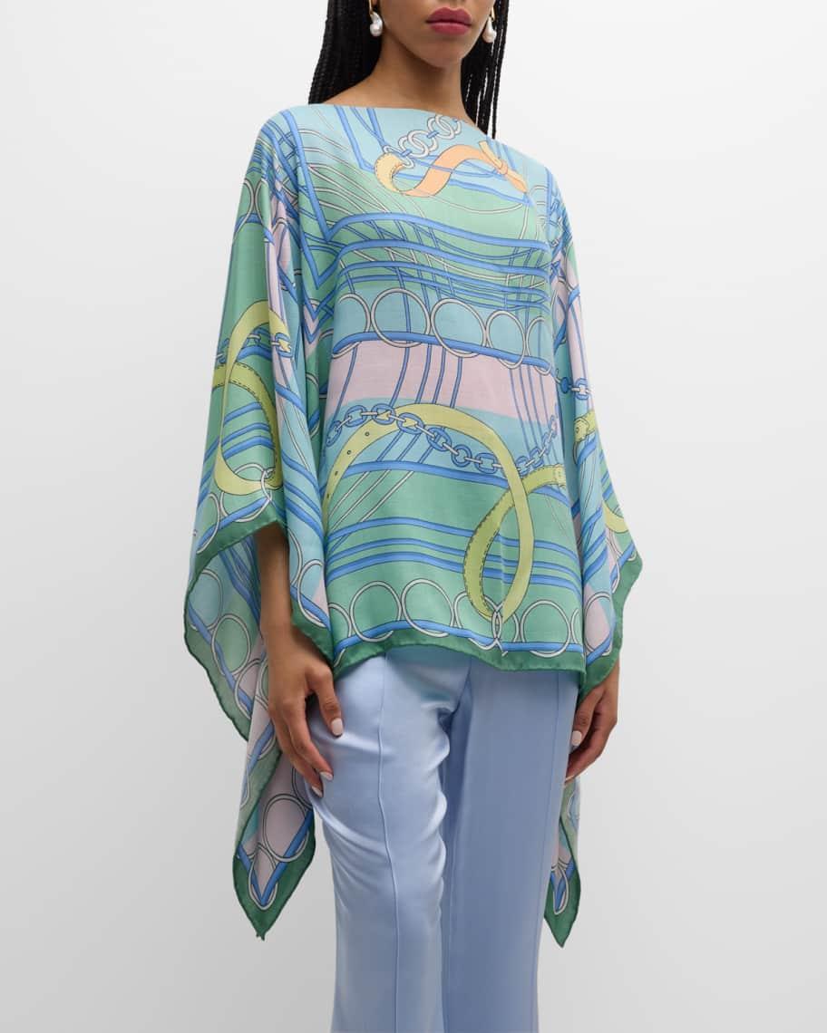 Venezia Cashmere-Blend Printed Poncho Product Image